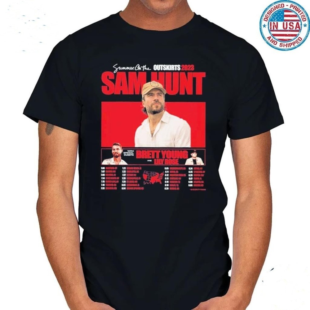 Summer On The Outskirts Sam Hunt Tour Brett Young And Lily Rose T-Shirt